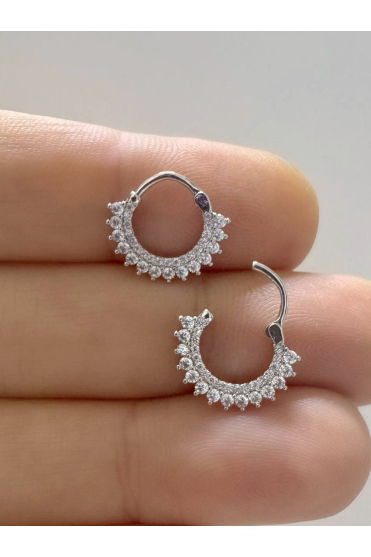 1 adet çelik zirkon taşlı septum daith helix lobe uyumlu piercing