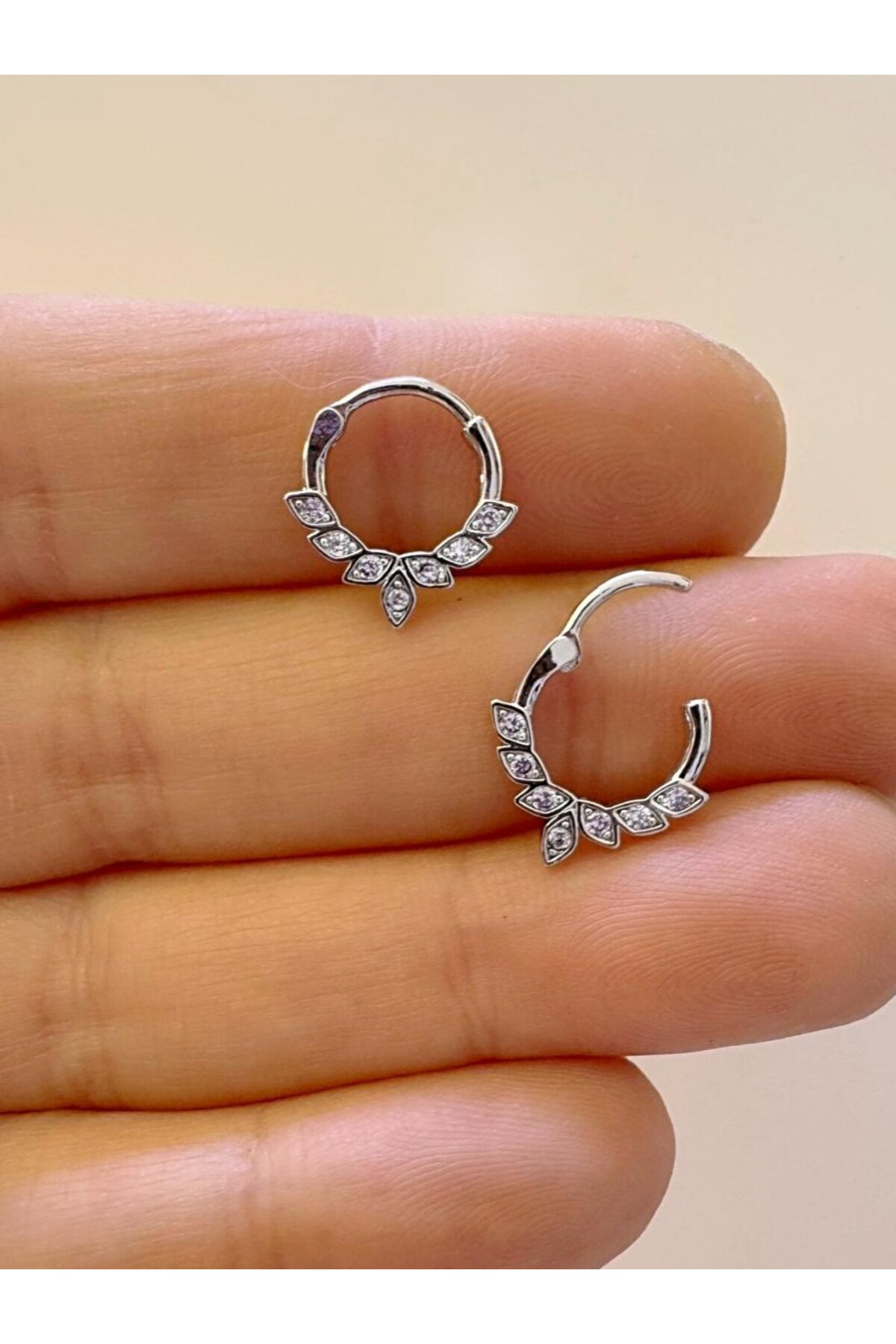 1 adet çelik zirkon taşlı septum daith helix lobe uyumlu piercing