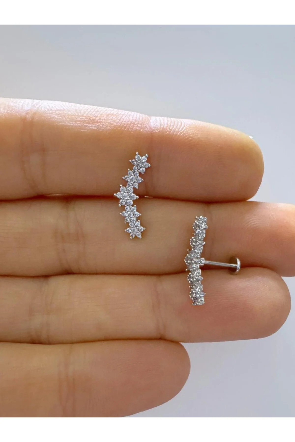 1 adet çelik zirkon taşlı helix conch uyumlu piercing