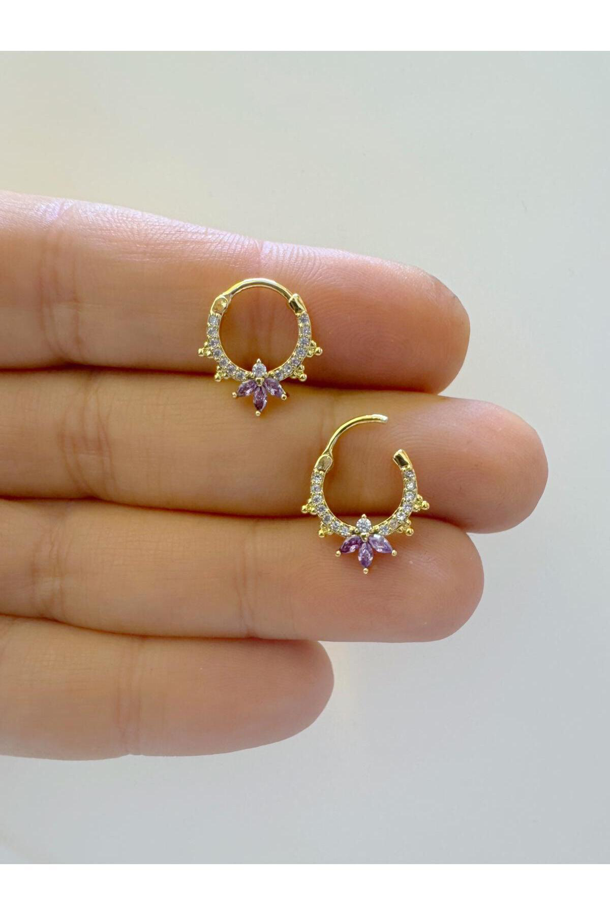 1 adet çelik zirkon taşlı septum daith helix lobe uyumlu piercing