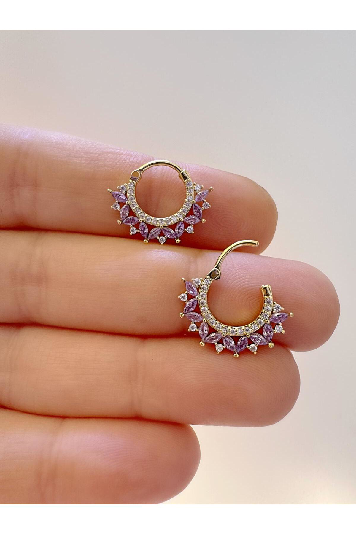 1 adet çelik zirkon taşlı septum daith helix lobe uyumlu piercing