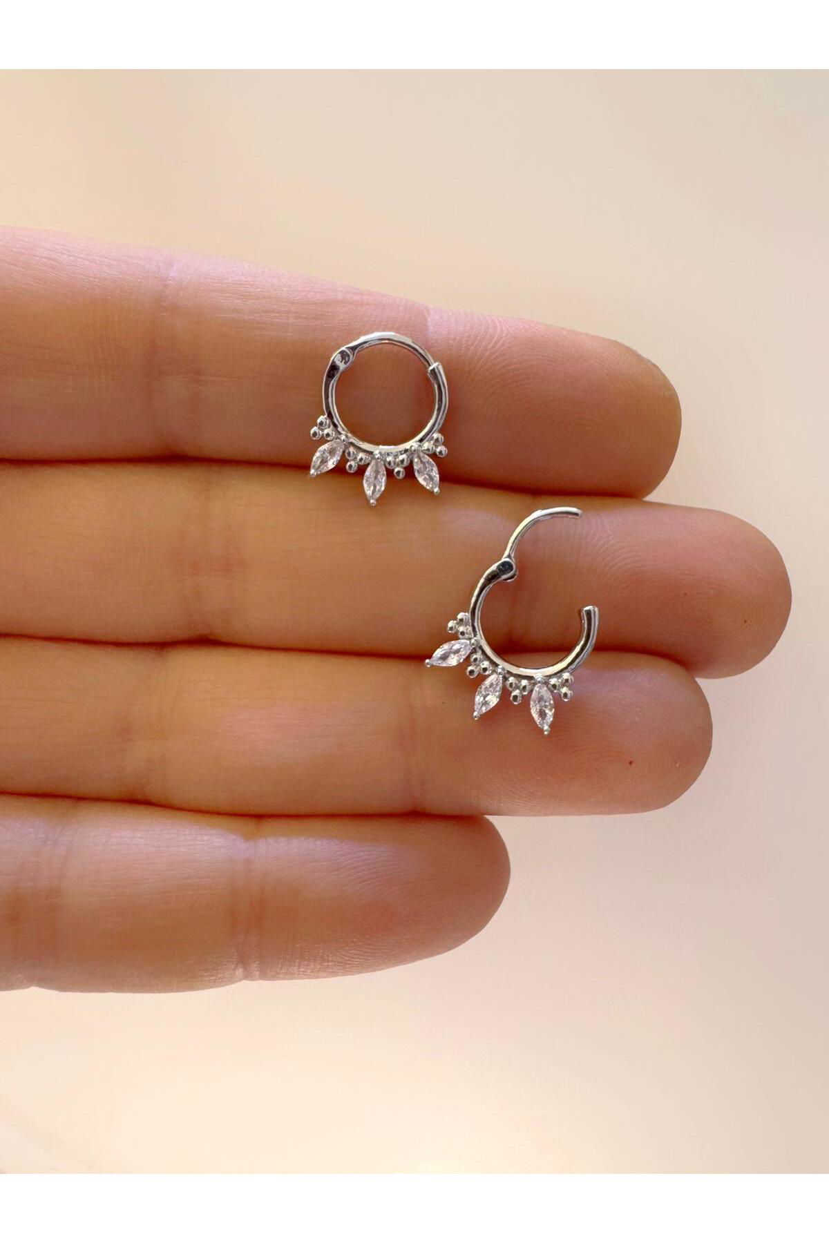 1 adet çelik zirkon taşlı septum daith helix lobe uyumlu piercing