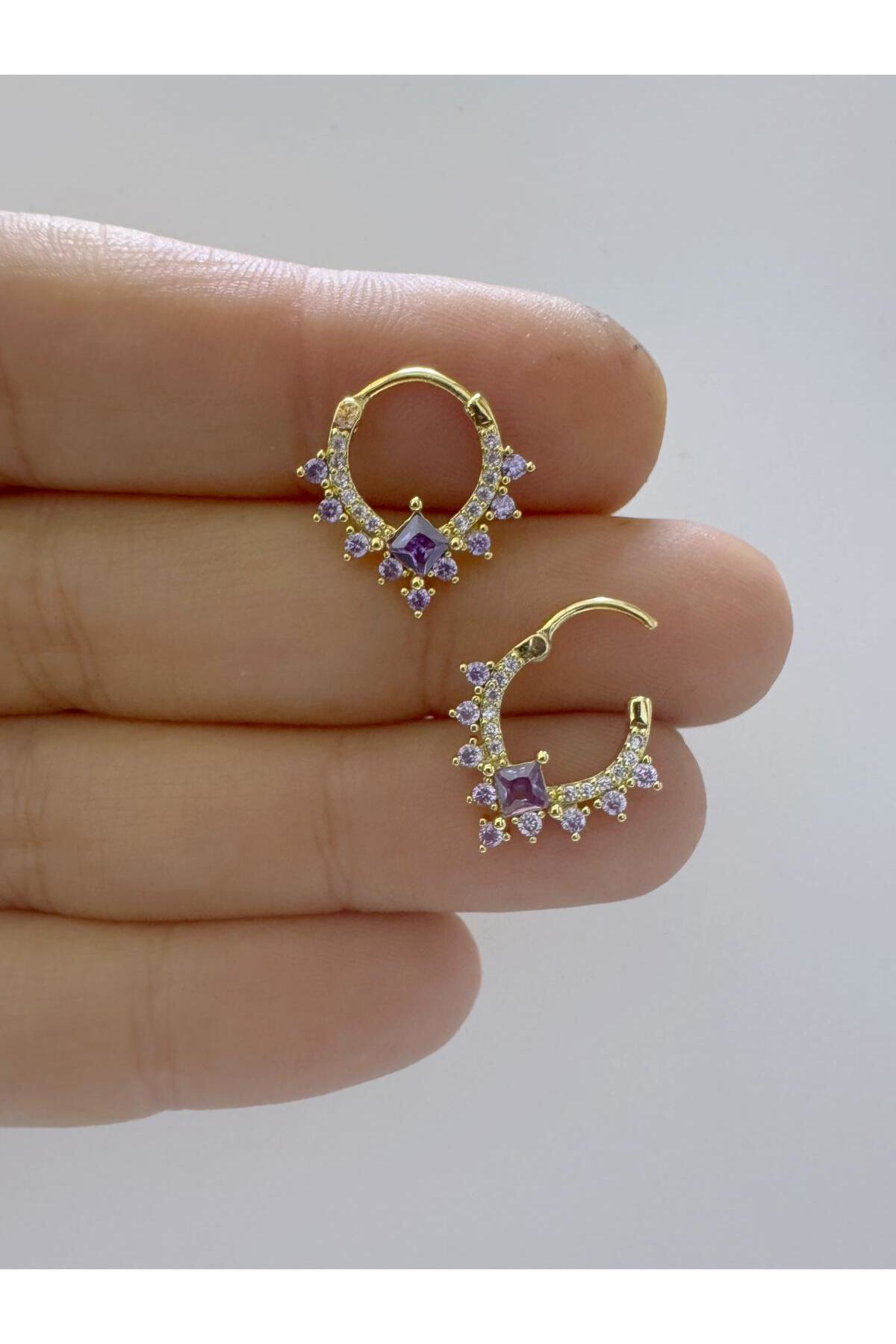 1 adet çelik zirkon taşlı septum daith helix lobe uyumlu piercing