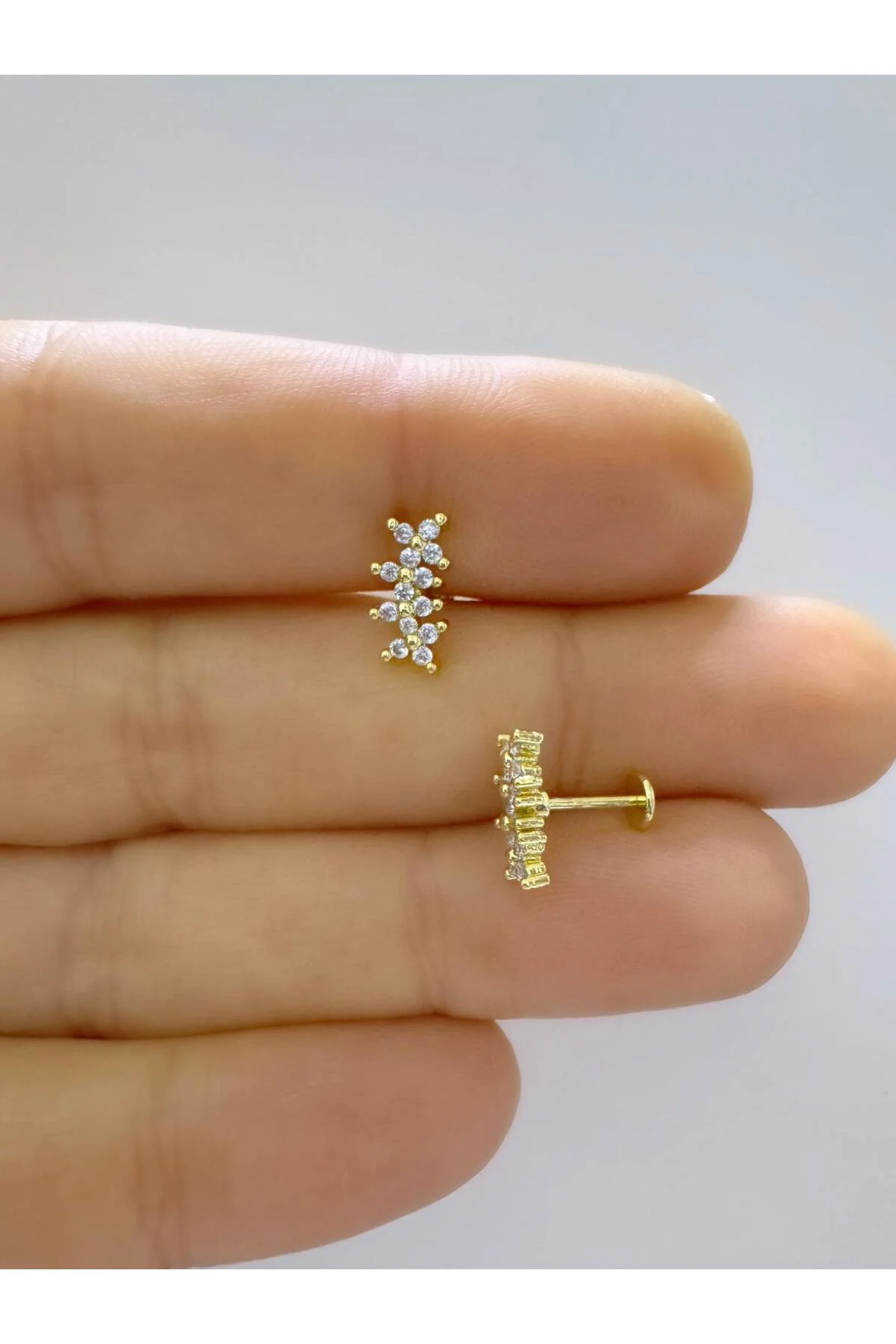 1 adet çelik zirkon taşlı helix tragus conch uyumlu piercing