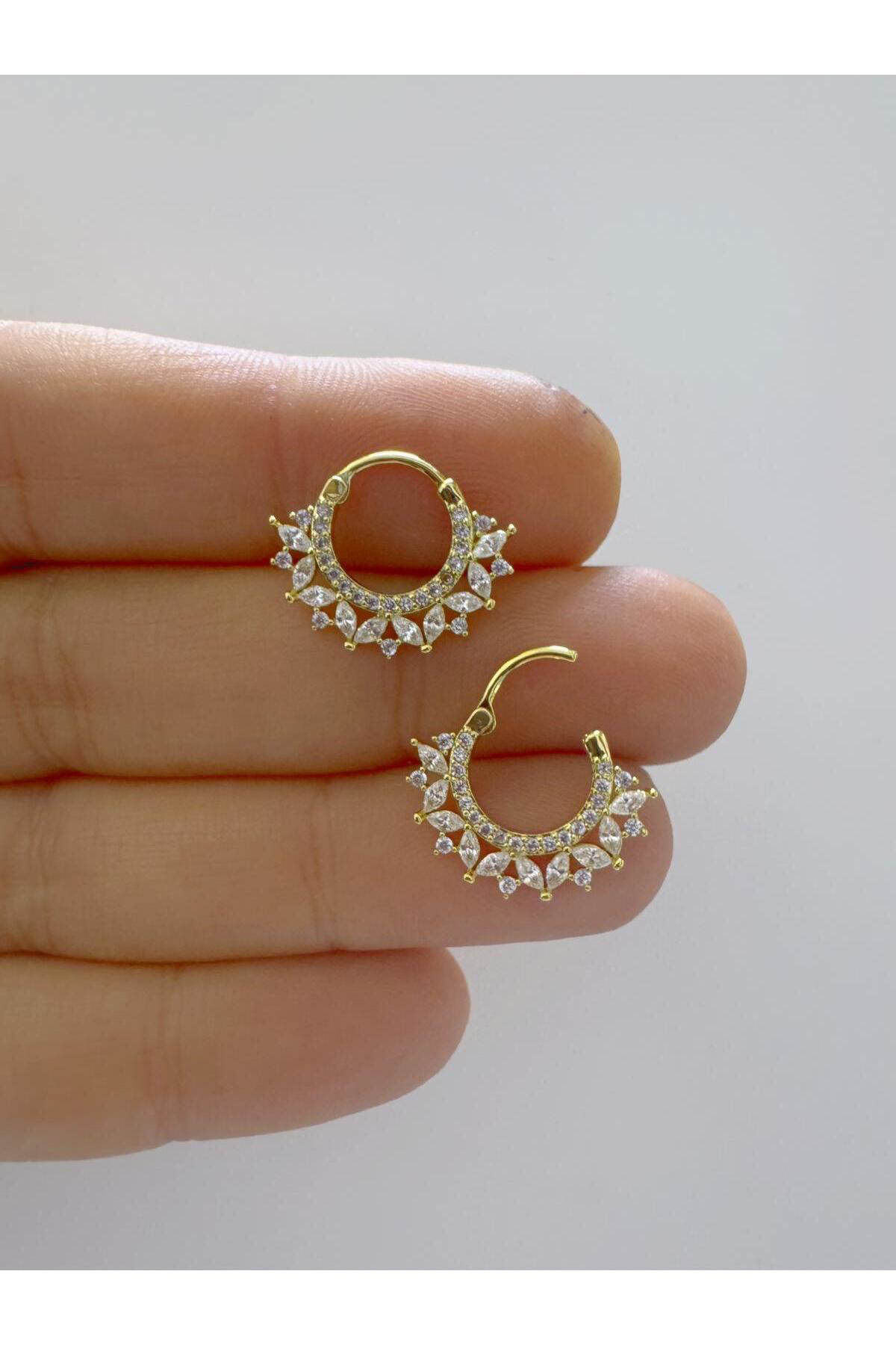 1 adet çelik zirkon taşlı septum daith helix lobe uyumlu piercing