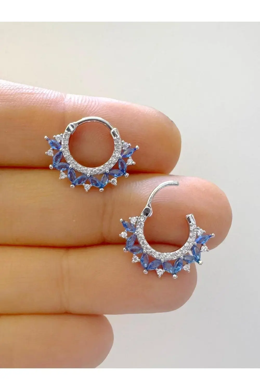 1 adet çelik zirkon taşlı septum daith helix lobe uyumlu piercing