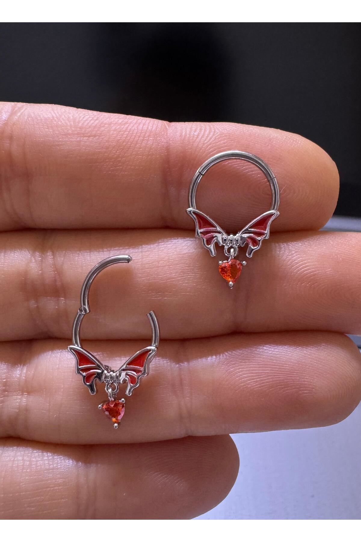 1 ADET CERRAHİ ÇELİK YARASA SEPTUM DAİTH UYUMLU PİERCİNG
