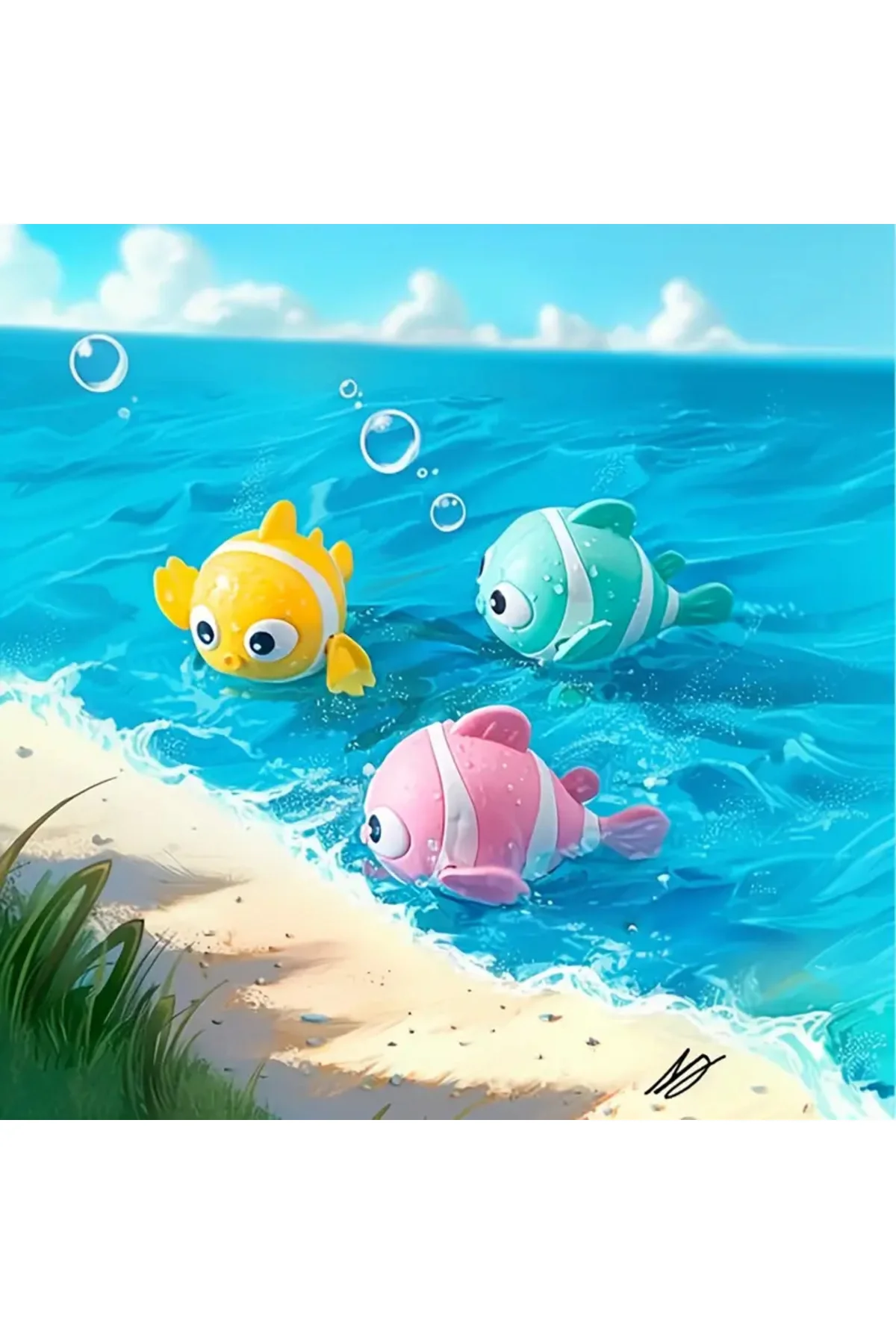 1 Adet Deniz Havuz Banyo Oyuncağı Suda Yüzen Kurmalı Oyuncak Balı