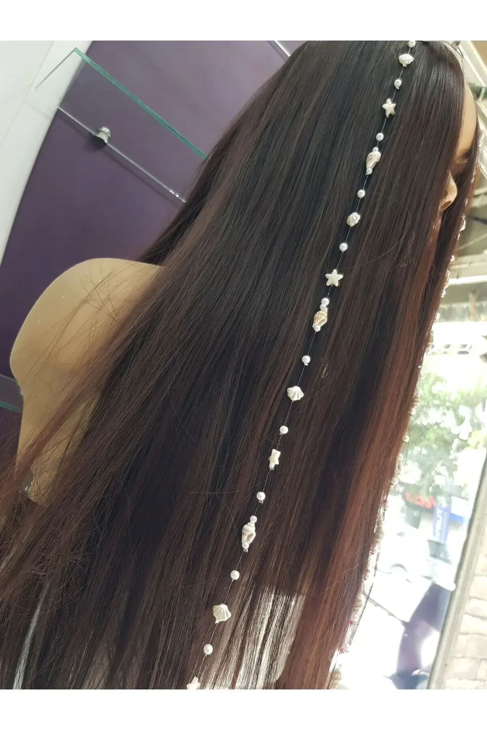 1 adet deniz kabuklu.incili.istiridye li.ve yıldızlı saç aksesuar