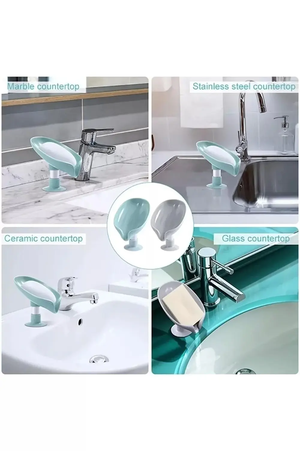 1 Adet Eğimli Katı Sabunluk | Vantuzlu Turkuaz Renk