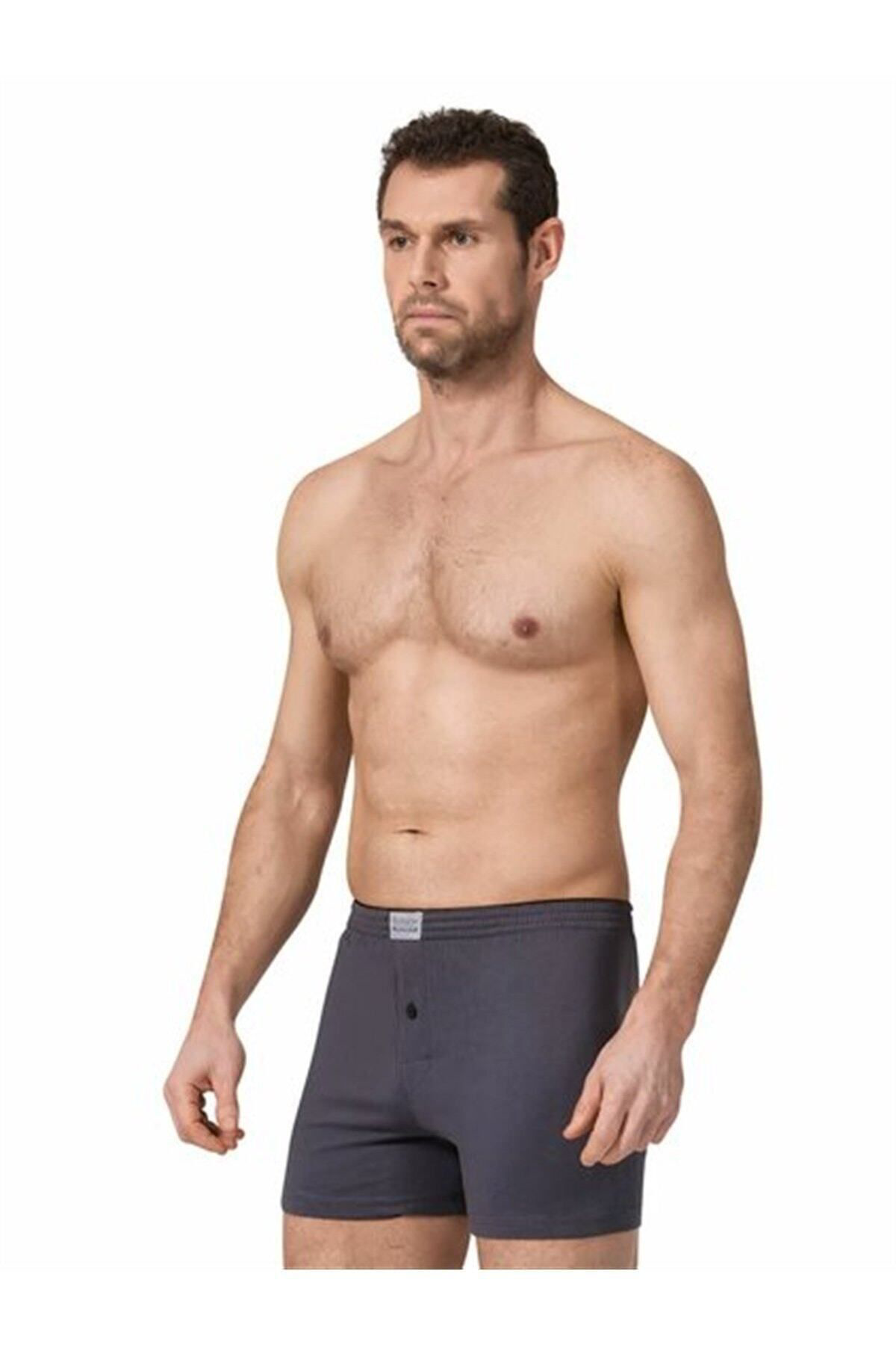 1 Adet Füme Renk Düğmeli Penye Boxer