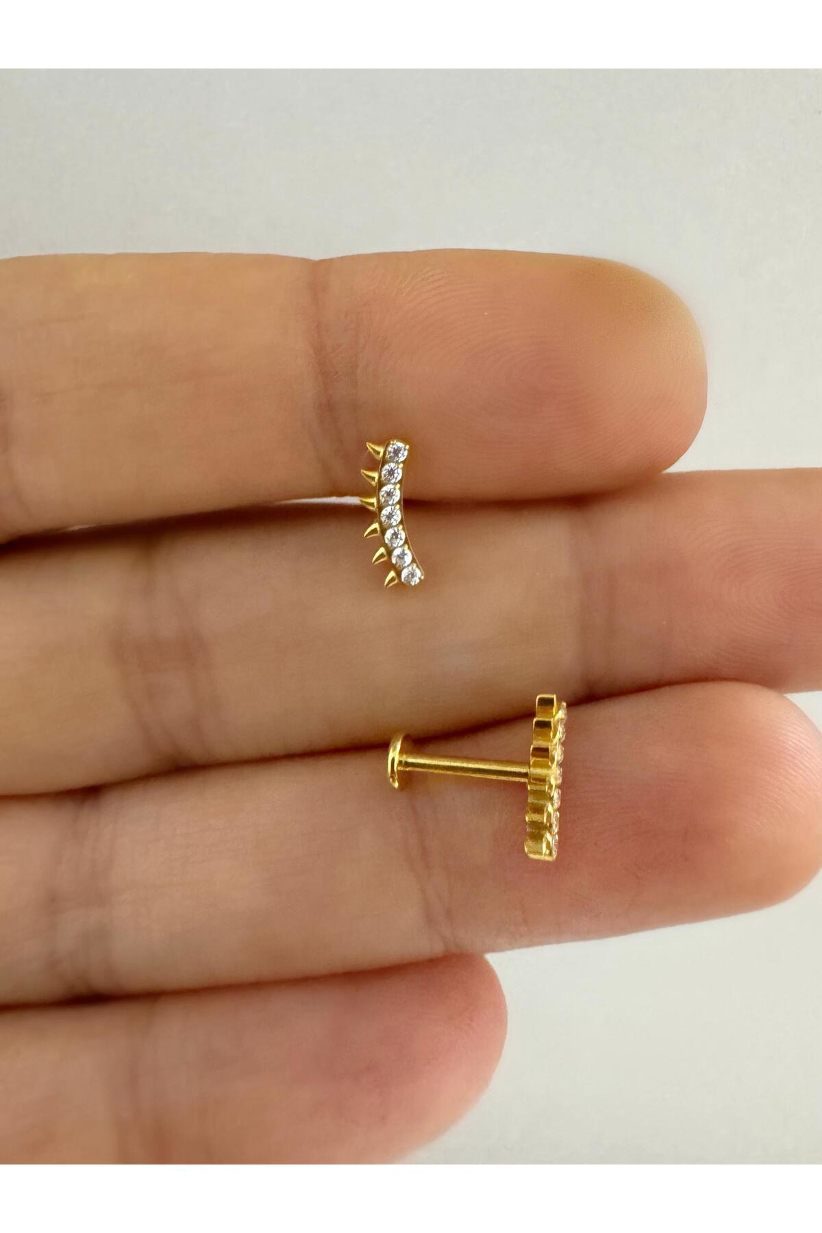 1 adet G23 TİTANİUM ( titanyum) zirkon taşlı tragus kıkırdak  con