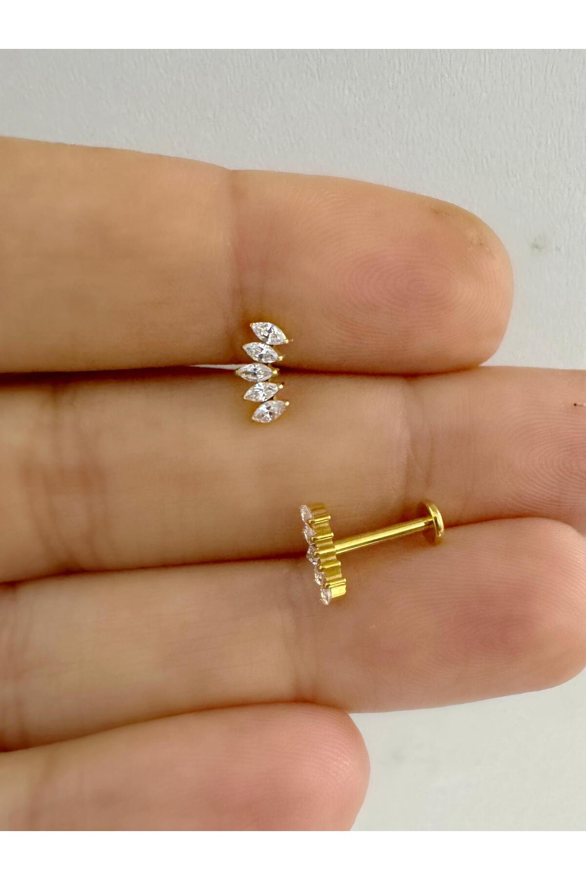1 adet G23 TİTANİUM ( titanyum) zirkon taşlı tragus kıkırdak   he