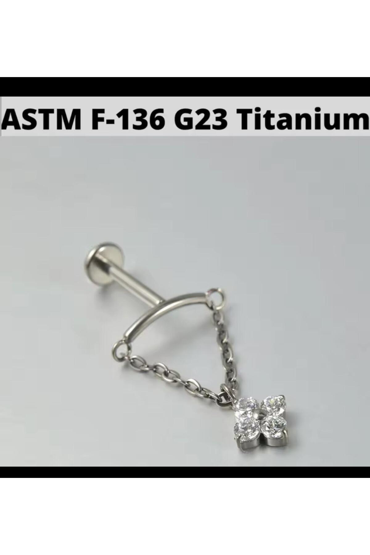 1 ADET G23 TITANIUM ( titanyum ) ZİRKON TAŞLI HİDDEN  HELİX FLAT   LOBE UYUMLU PİERCİNG