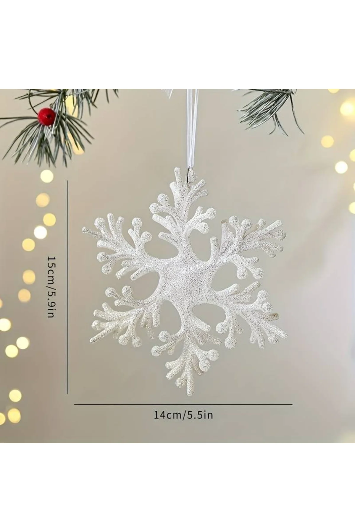 1 Adet Kar Tanesi Simli Noel Ağacı Dekoratif Çam Ağacı Süsü