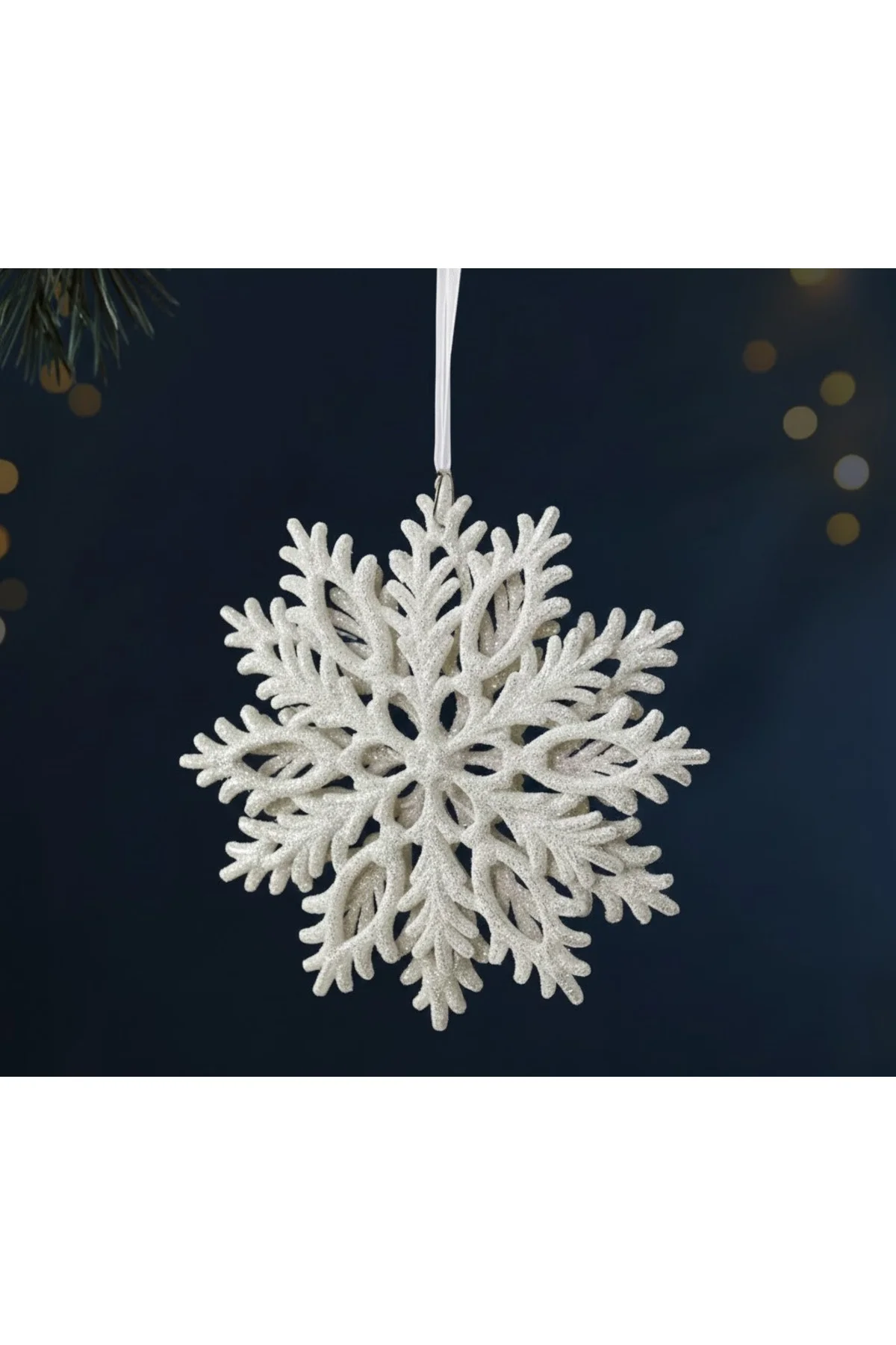 1 Adet Kar Tanesi Simli Noel Ağacı Dekoratif Çam Ağacı Süsü