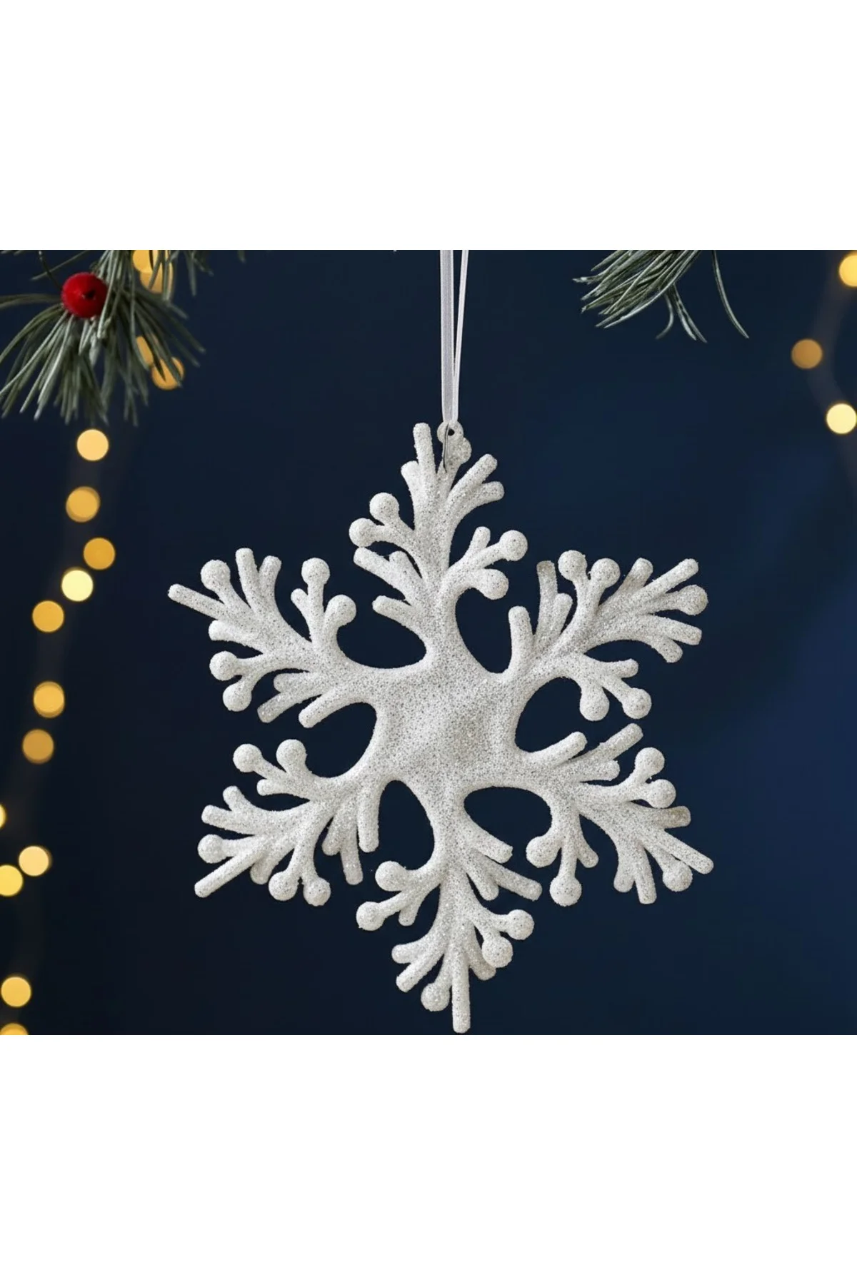 1 Adet Kar Tanesi Simli Noel Ağacı Dekoratif Çam Ağacı Süsü