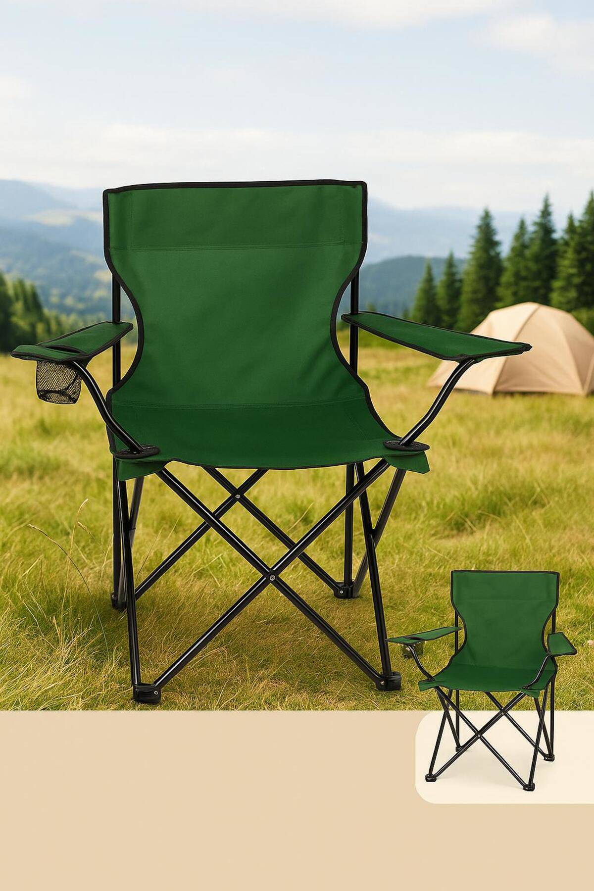 1 Adet Katlanabilir Kamp Sandalyesi – Taşıma Çantalı, Taşınabilir