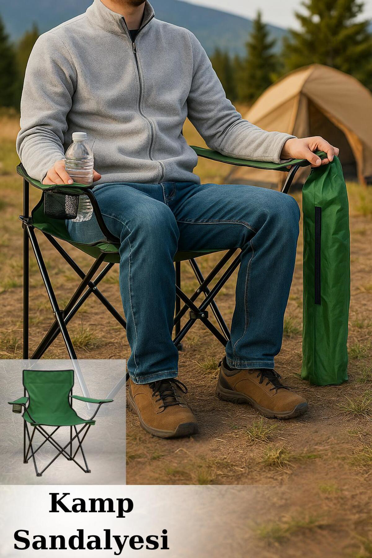 1 Adet Katlanabilir Kamp Sandalyesi – Taşıma Çantalı, Taşınabilir