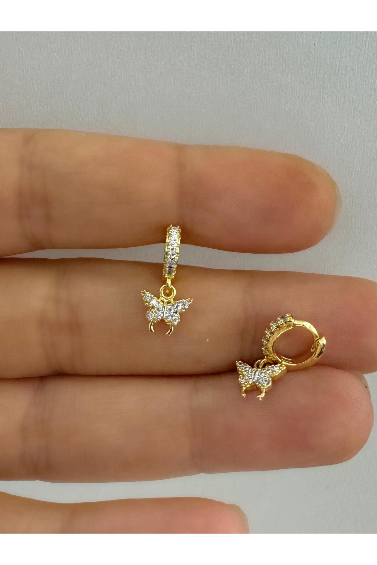 1 ADET KELEBEK  SALLANTILI TRAGUS ROOK UYUMLU MİNİMAL HALKA PİERCİNG KÜPE