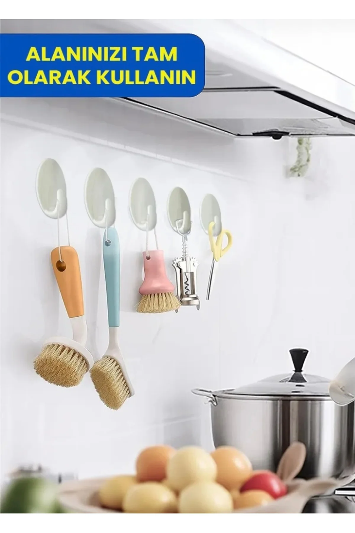 1 Adet Kendinden Yapışkanlı Oval Krem Renkli Mutfak veya Banyo Askısı