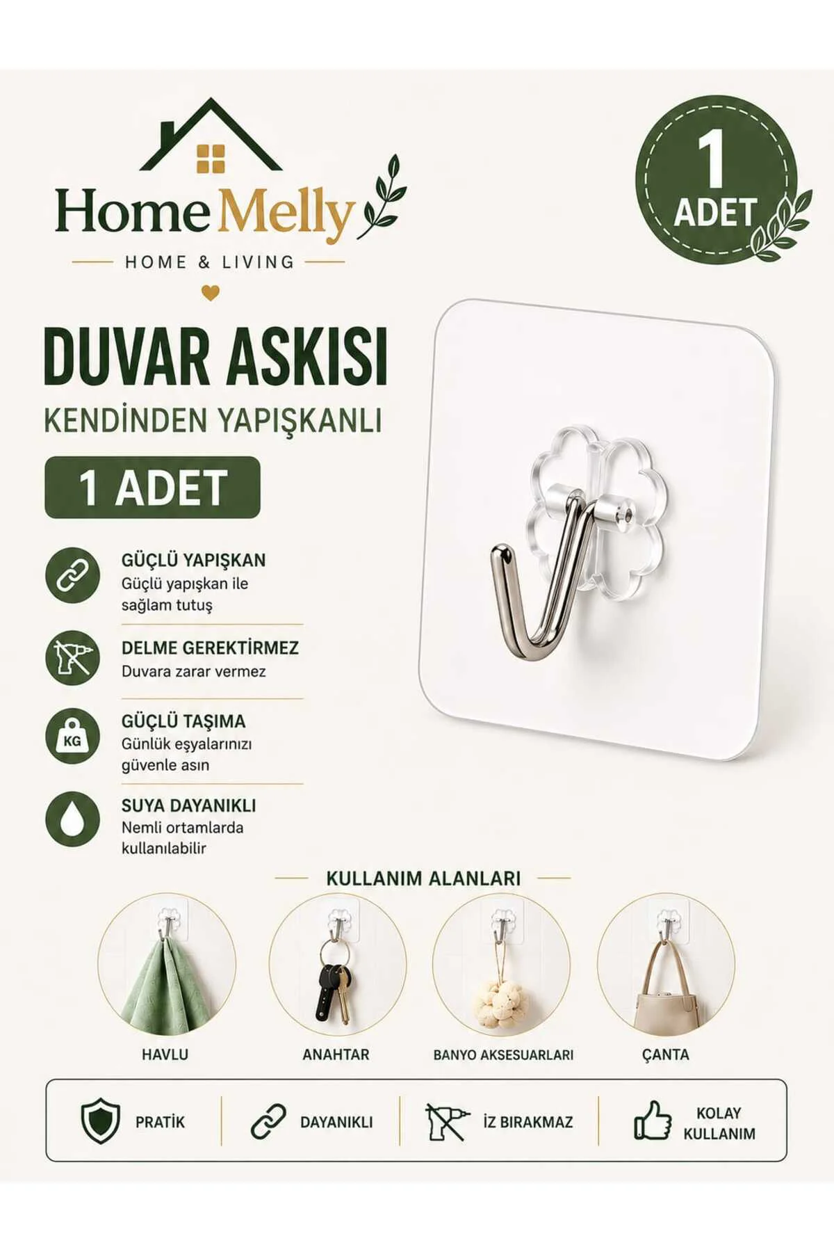 1 Adet Kendinden Yapışkanlı Şeffaf Duvar Askısı – 6x6 cm Güçlü Kanca, Ağır Yük Taşıyıcı 1 Adet Kendinden Yapışkanlı Şeffaf Duvar Askısı – 6x6 cm Güçlü Kanca, Ağır Yük Taşıyıcı