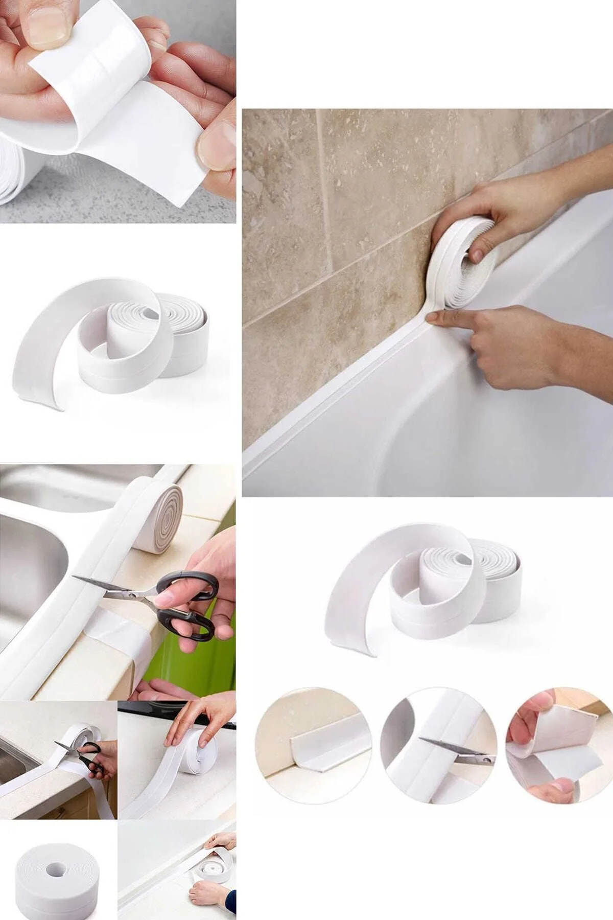 1 Adet Lavabo Küvet Su Sızdırmazlık Bantı 320 cm x 38 mm (beyaz)