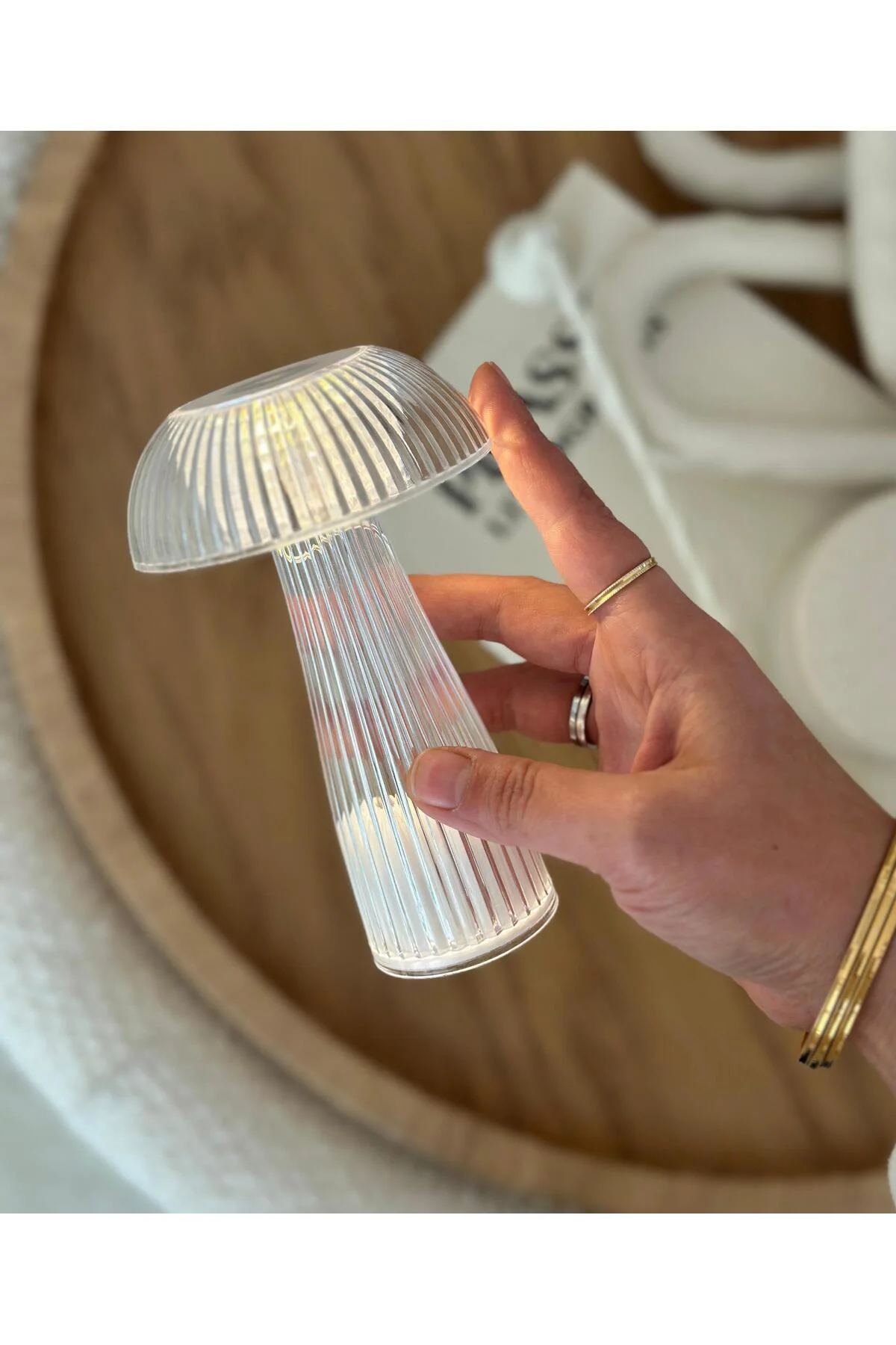 1 Adet Mantar Model Pilli Led Masa Lambası