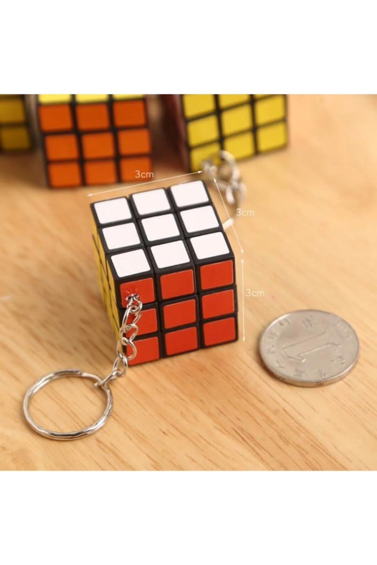 1 adet Mini Rubik Zeka Küpü Sabır Küpü Anahtarlık 3 X 3 Cm 1 Ad.
