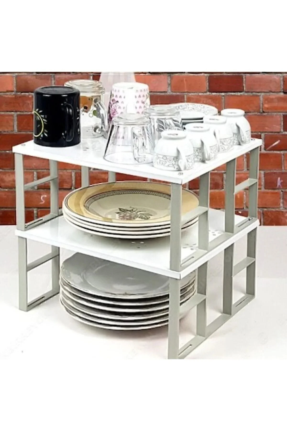 1 Adet Organizers Büyük Dolap İçi Düzenleyici Metal Raf, Bardak R