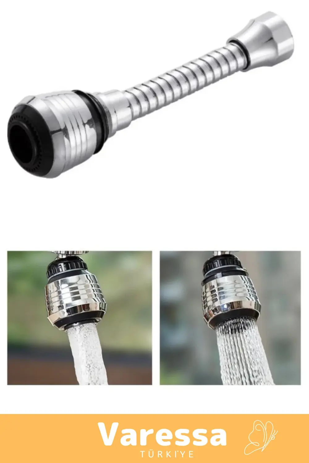 1 Adet Özel Seri Dayanıklı Spiral 360°Dönebilen Hortumlu Esnek Su