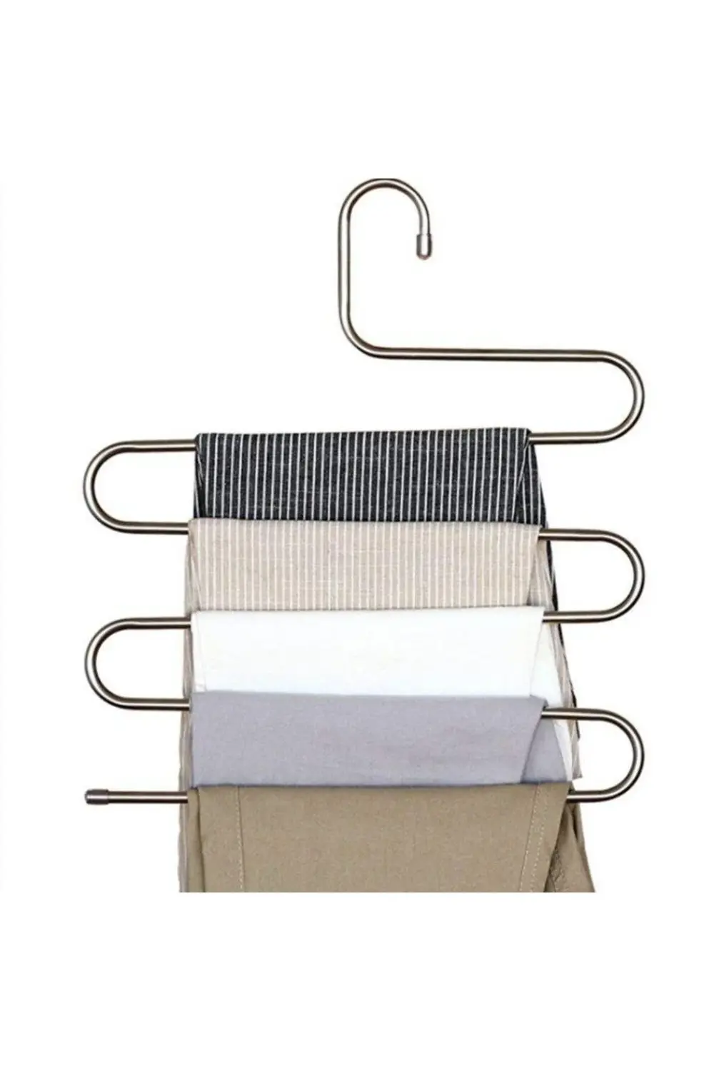 1 Adet Pantalon Askısı Metalik Dolap İçi Akıllı Krom Askı Çok Kat