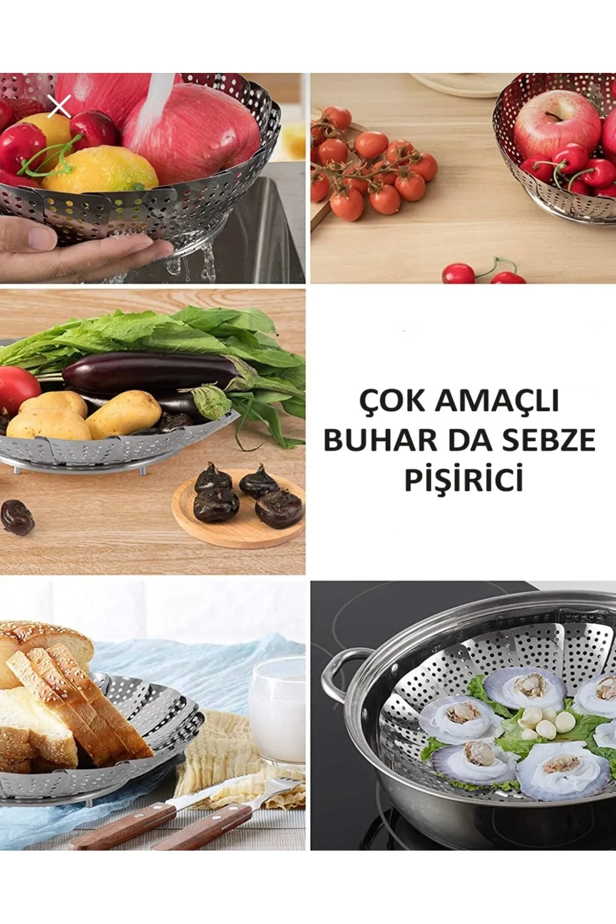 1 Adet Paslanmaz Çelik Buharda Sebze Meyve Haşlama Pişirme Aparat