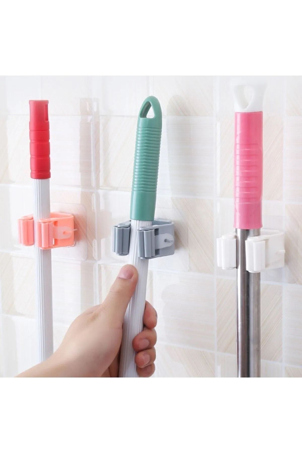 1 Adet Paspas Süpürge Fırça Ve Mop Askısı Sap Tutucu Mutfak Banyo