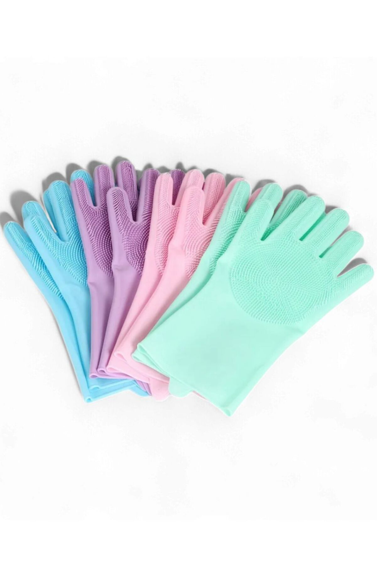 1 Adet Silikon Bulaşık Eldiveni Fırçalı Temizlik Eldiveni Su Geçi
