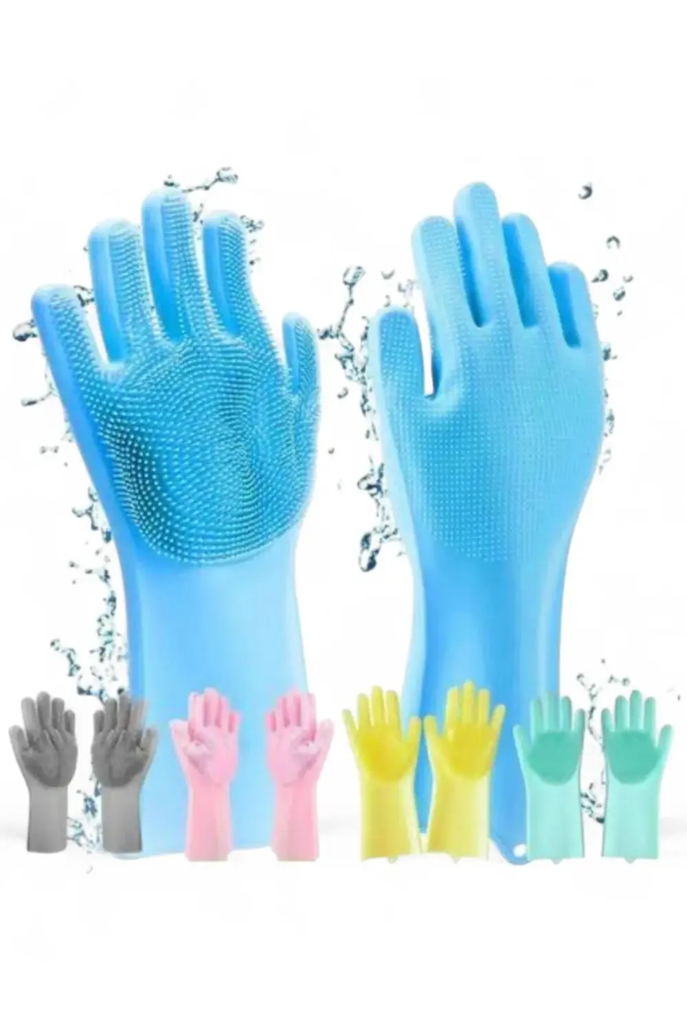 1 Adet Silikon Bulaşık Eldiveni Fırçalı Temizlik Eldiveni Su Geçi