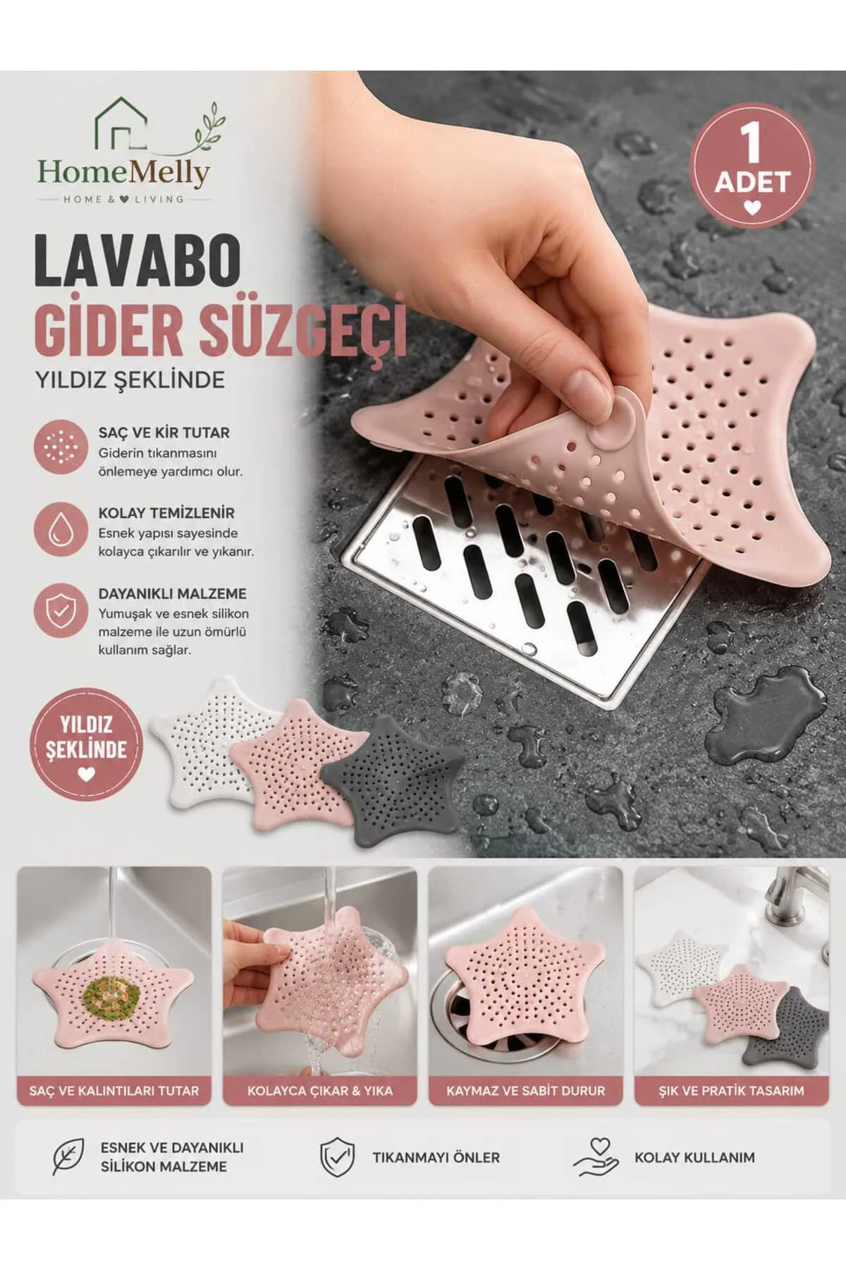 1 Adet Silikon Yıldız Lavabo ve Küvet Gider Süzgeci Fiyatı, Yorumları ve Özellikleri