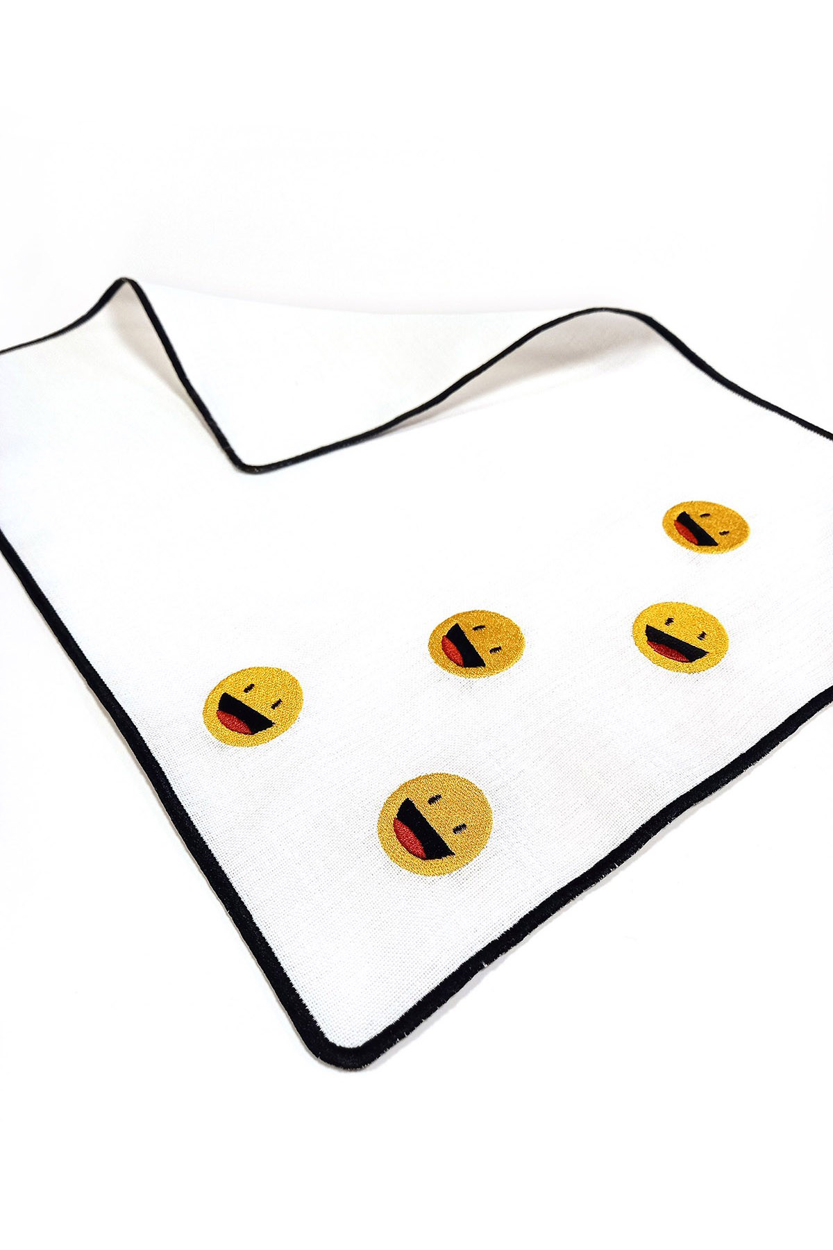 Artikel 1 Adet Siyah Sargili Gülen Yüz, Emoji Desenli Nakiş İşlemeli Amer