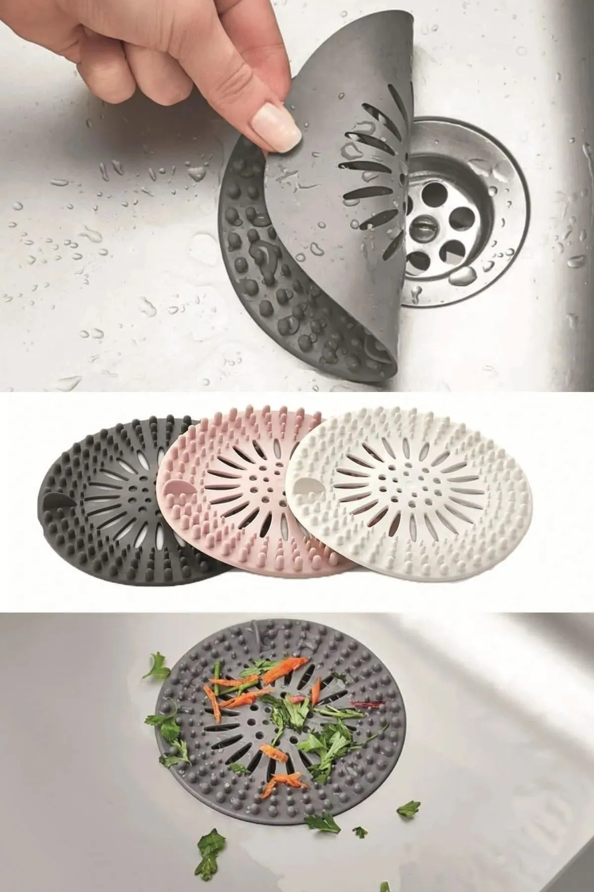 1 ADET Süzgeçli Lavabo, Küvet Gider Tıkacı Silikonlu Çok Amaçlı s