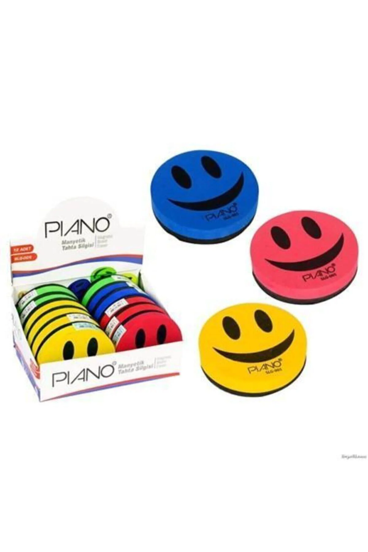 1 Adet Tahta Silgisi Gülen Yüz Manyetik - Mıknatıslı Keçe Tahta S