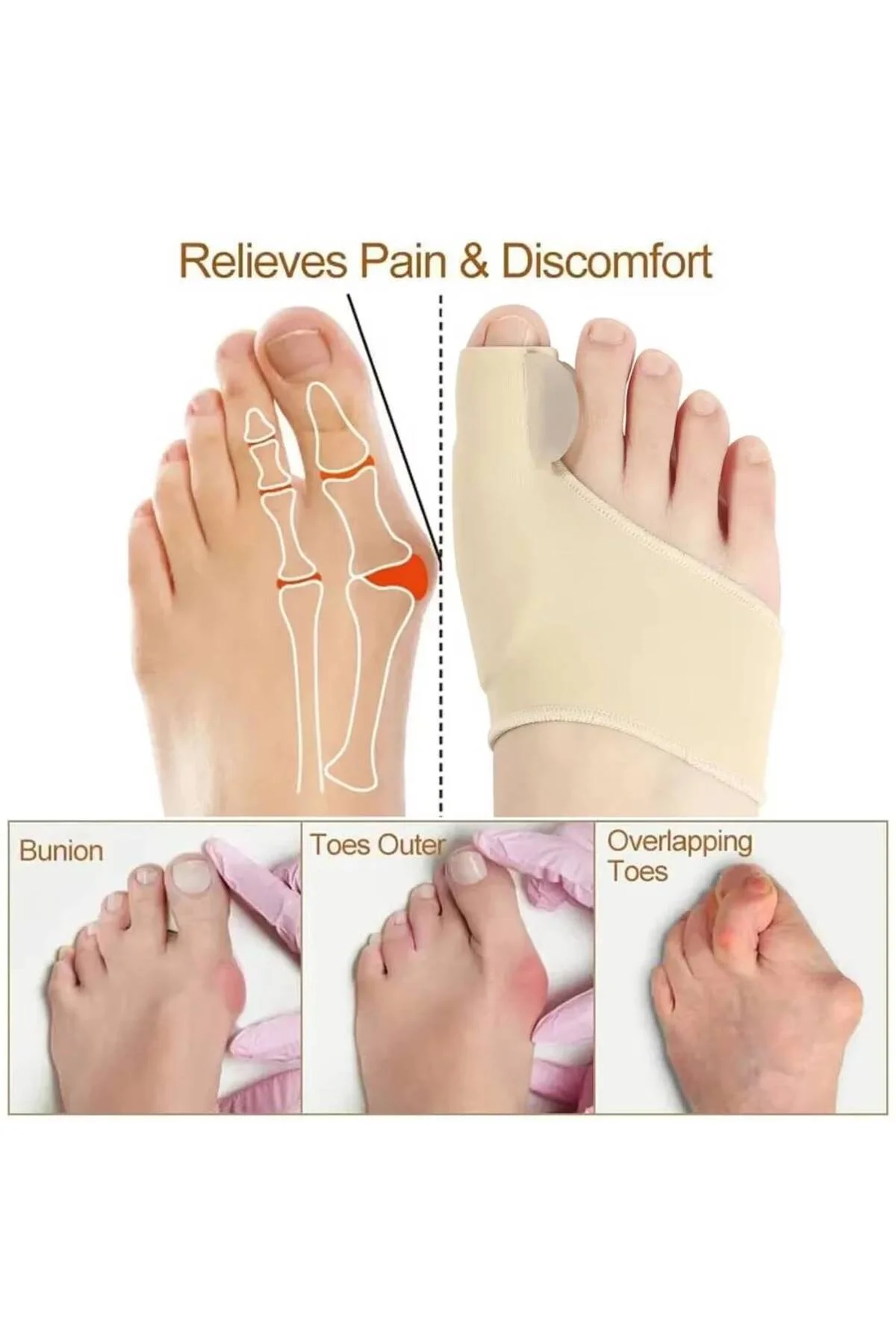 1 Adet Tekstil Makaralı Bunyon Koruyucu Halluks Valgus
