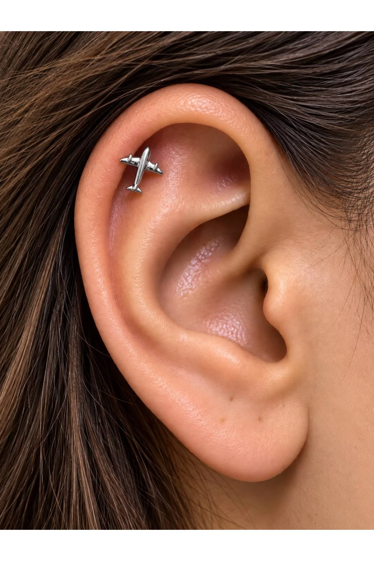 1 adet uçak tragus helix lobe flat uyumlu piercing