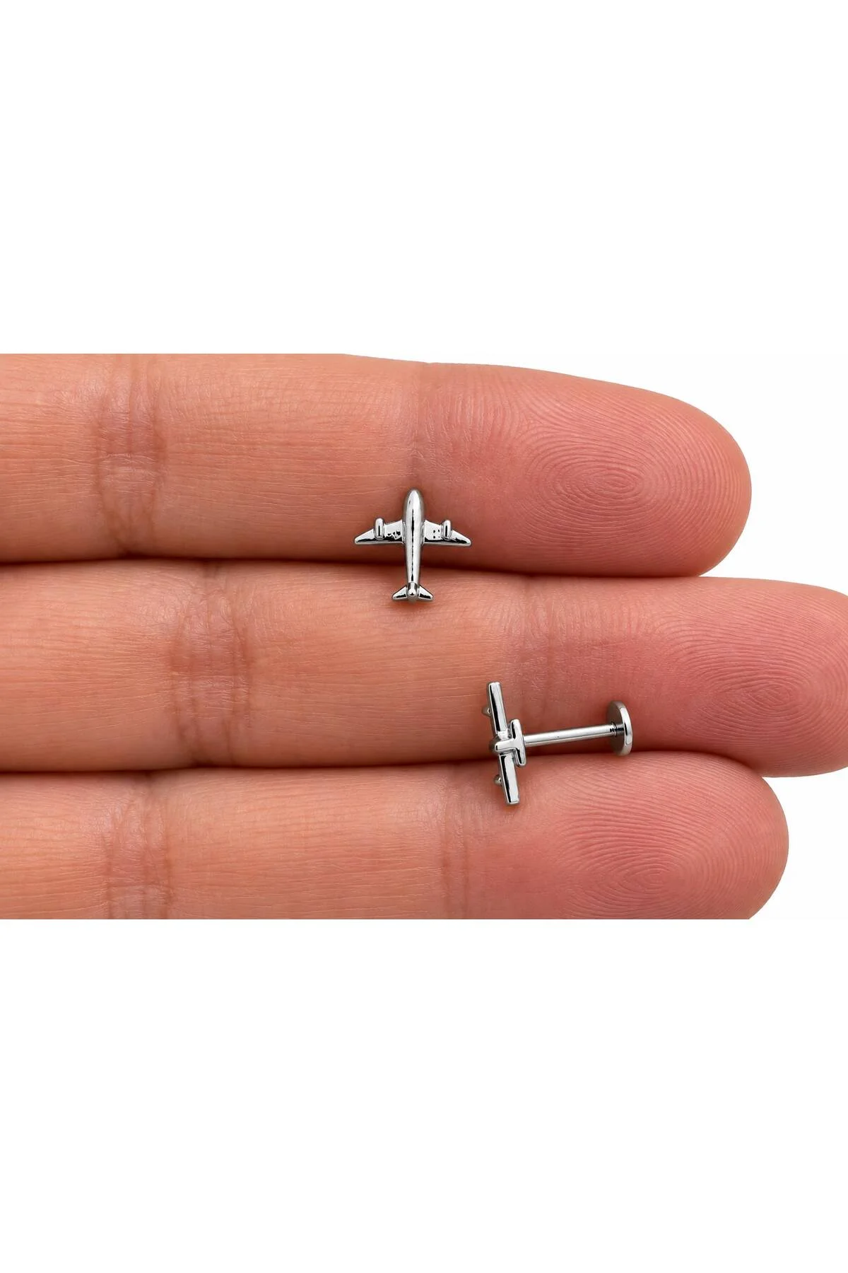 1 adet uçak tragus helix lobe flat uyumlu piercing