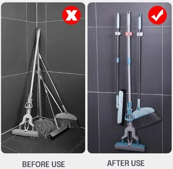 1 Adet Yapışkanlı Pratik Mop Tutucu Beyaz