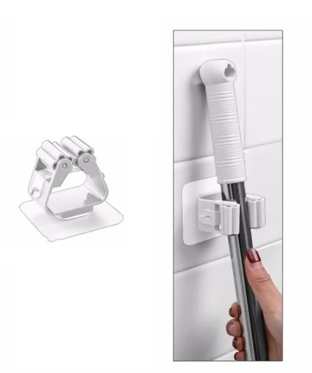 1 Adet Yapışkanlı Pratik Mop Tutucu Beyaz 1 Adet Yapışkanlı Pratik Mop Tutucu Beyaz