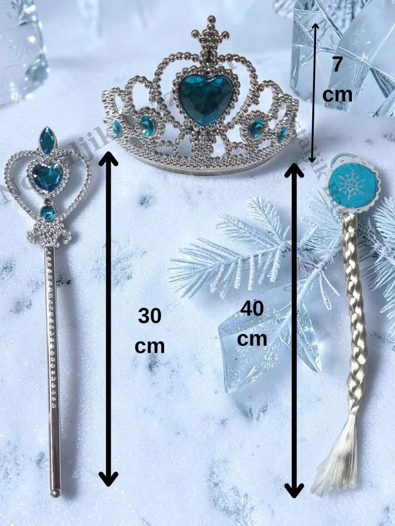 1 Adet Yeni Karlar Ülkesi Frozen Elsa Prenses Model Çocuk Örgü Çıtçıt Saç Toka-Taç-Asa 3'Lü Hediye Set Mavi