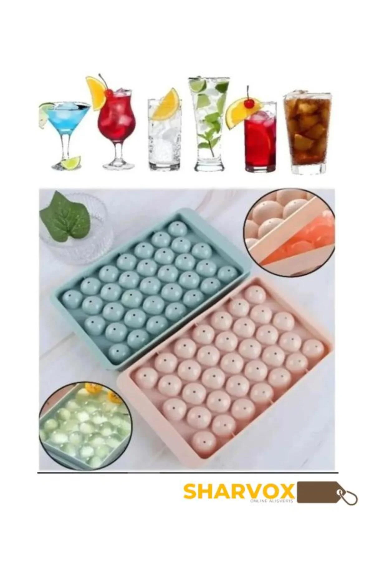 1 Adet Yuvarlak Buz Küpü - Küre Buz Kalıbı Küplü Buzluk - Buz Küpü Yapma