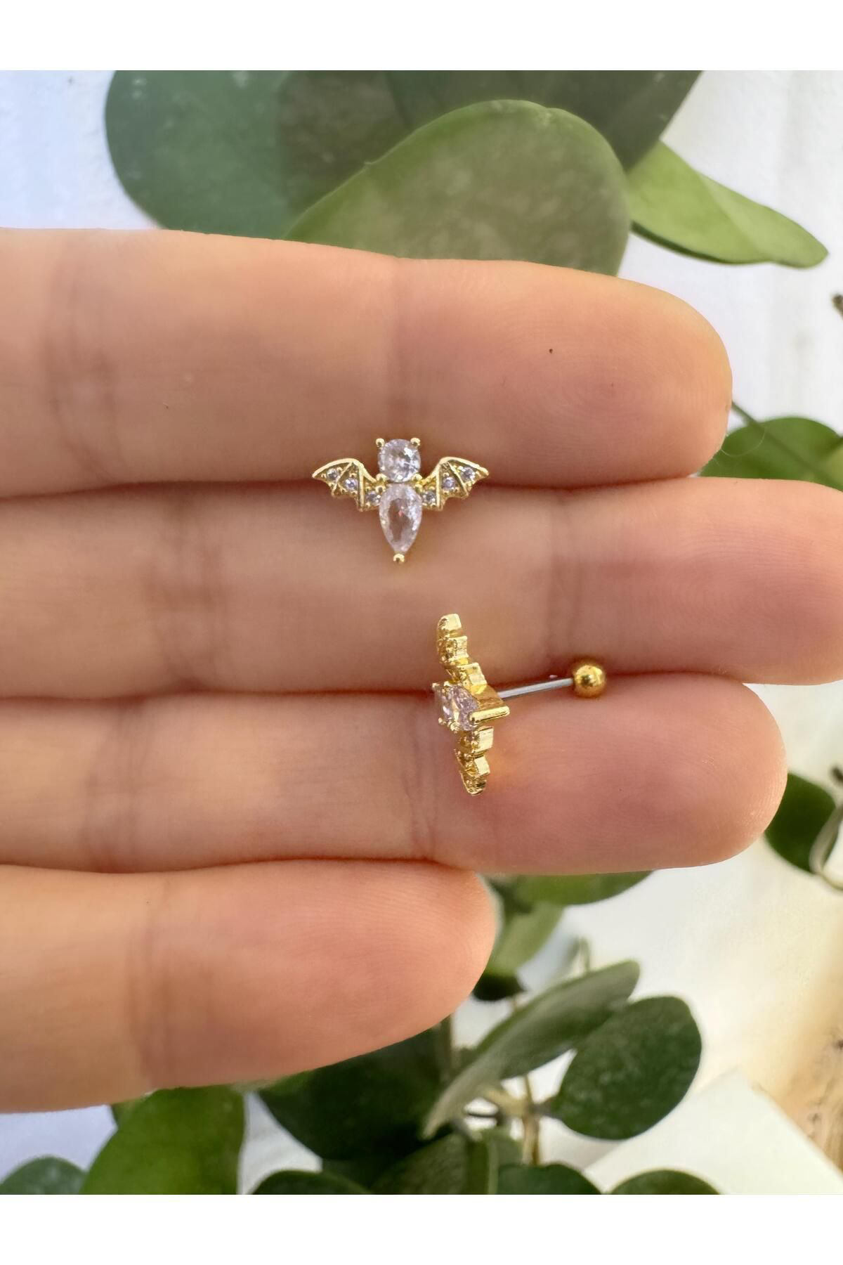 Arescollection 1 Adet Zirkon Taşli Yarasa Tragus Helix Kikirdak Lobe Uyumlu Pier