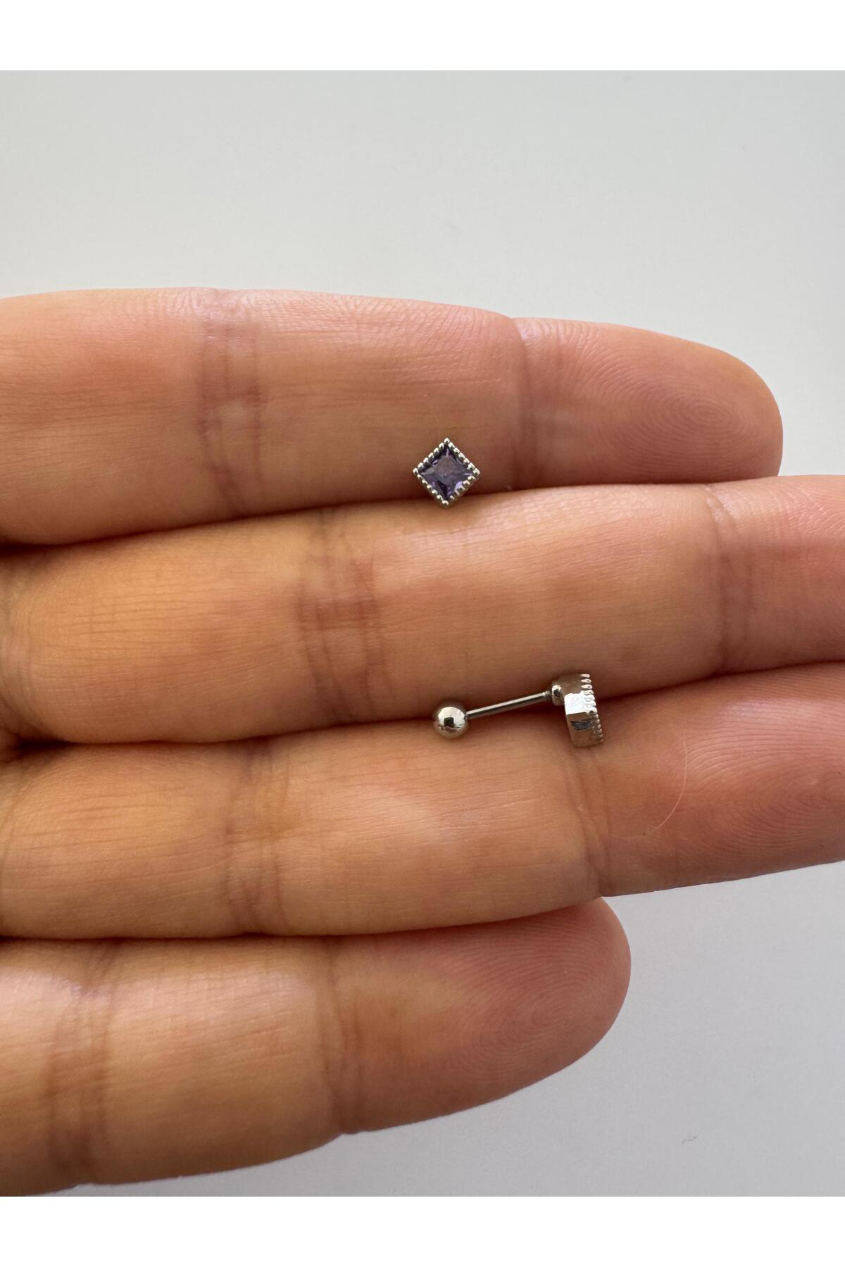 1 adet zirkon taşlı helix tragus lobe uyumlu piercing küpe Fiyatı, Yorumları ve Özellikleri