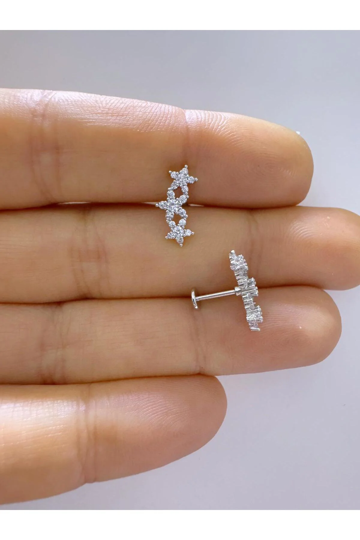 1 adet zirkon taşlı çelik tragus helix lobe conch uyumlu piercing